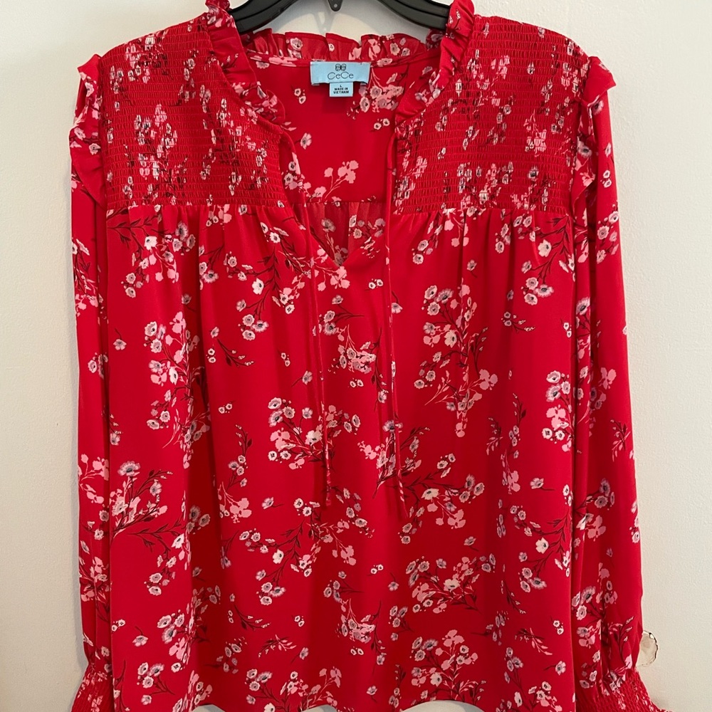 Smocked Floral Blouse